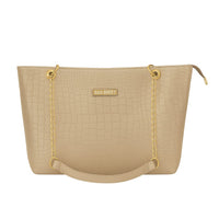 Crocodile Tote Bag with Chain Beige. Bagbreez.pk