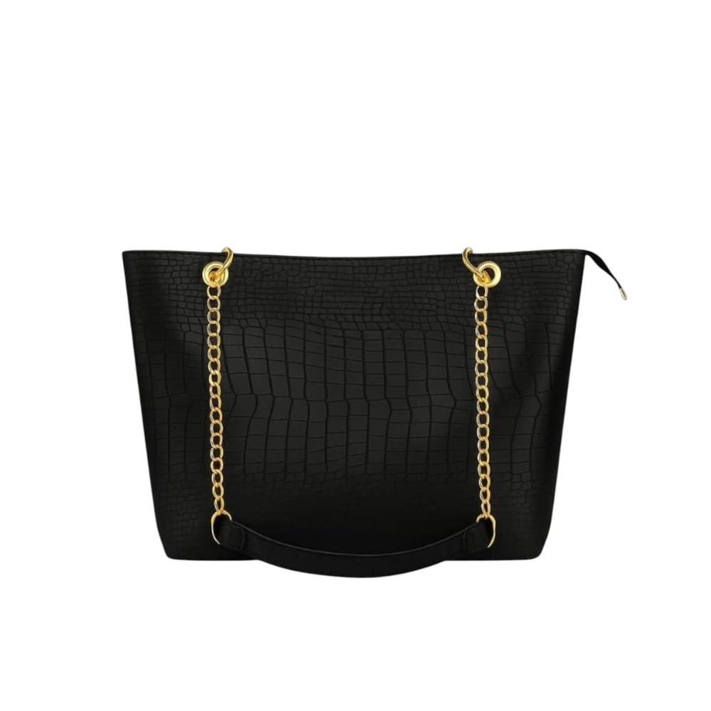 Crocodile Tote Bag Black with Chain - Bagbreez.pk