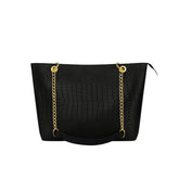 Crocodile Tote Bag Black with Chain - Bagbreez.pk