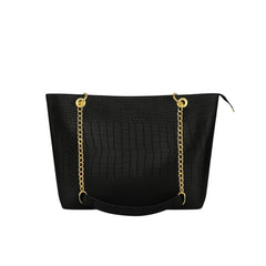 Crocodile Tote Bag Black with Chain - Bagbreez.pk
