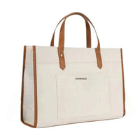 Canvas Bag White Brown bagbreez.pk