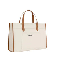Canvas Bag White Brown bagbreez.pk