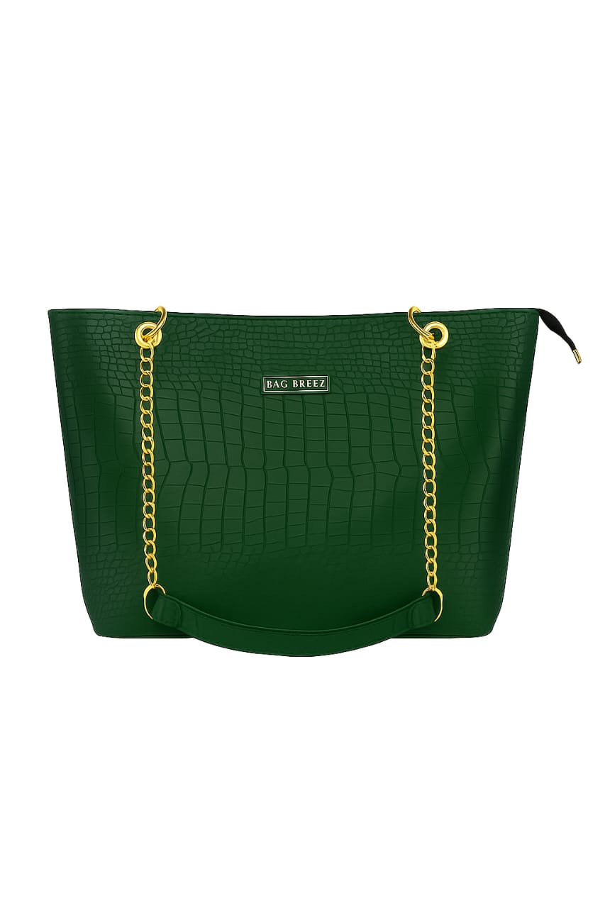 Crocodile Tote Bag Green. Bagbreez.pk