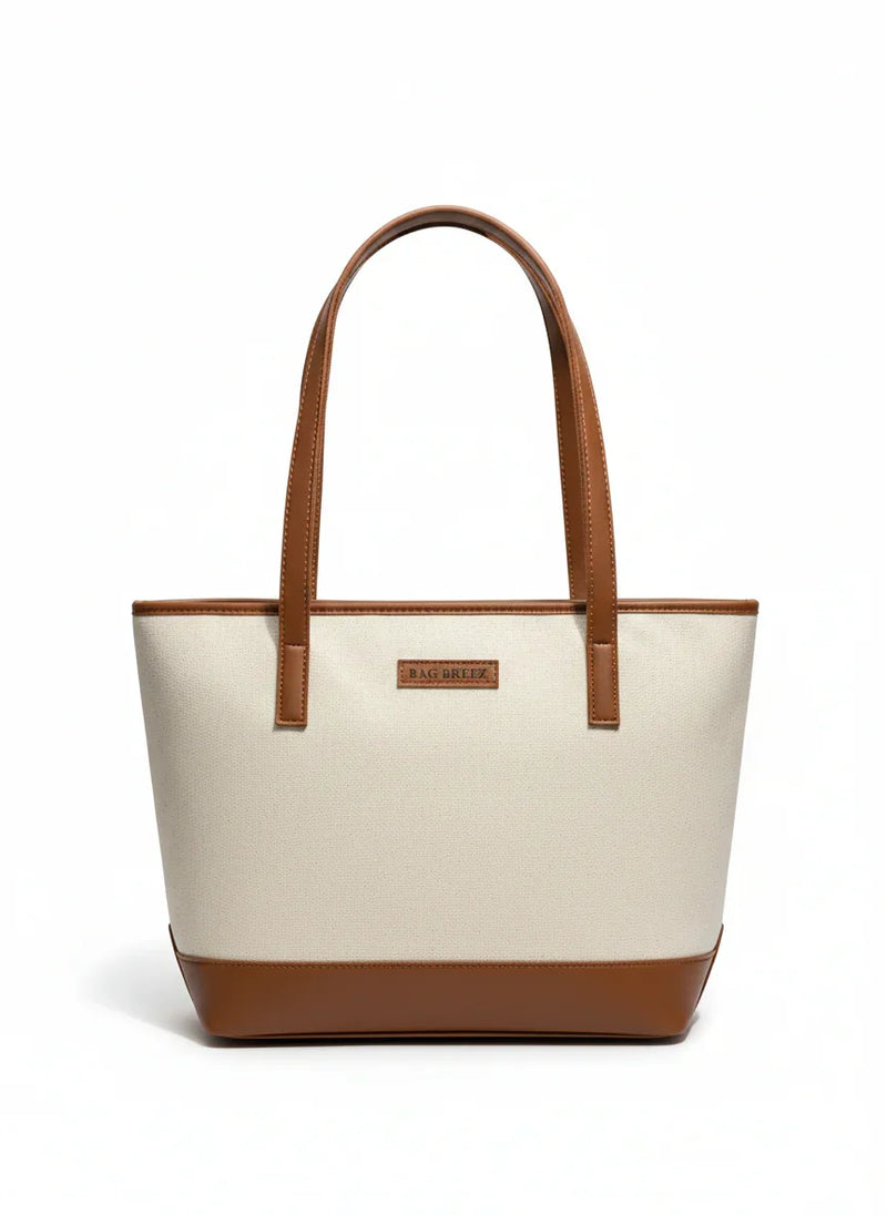 Canvas the Tote Bag Brown with Violet. Bagbreez.pk