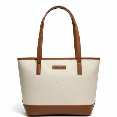 Canvas the Tote Bag Brown with Violet.