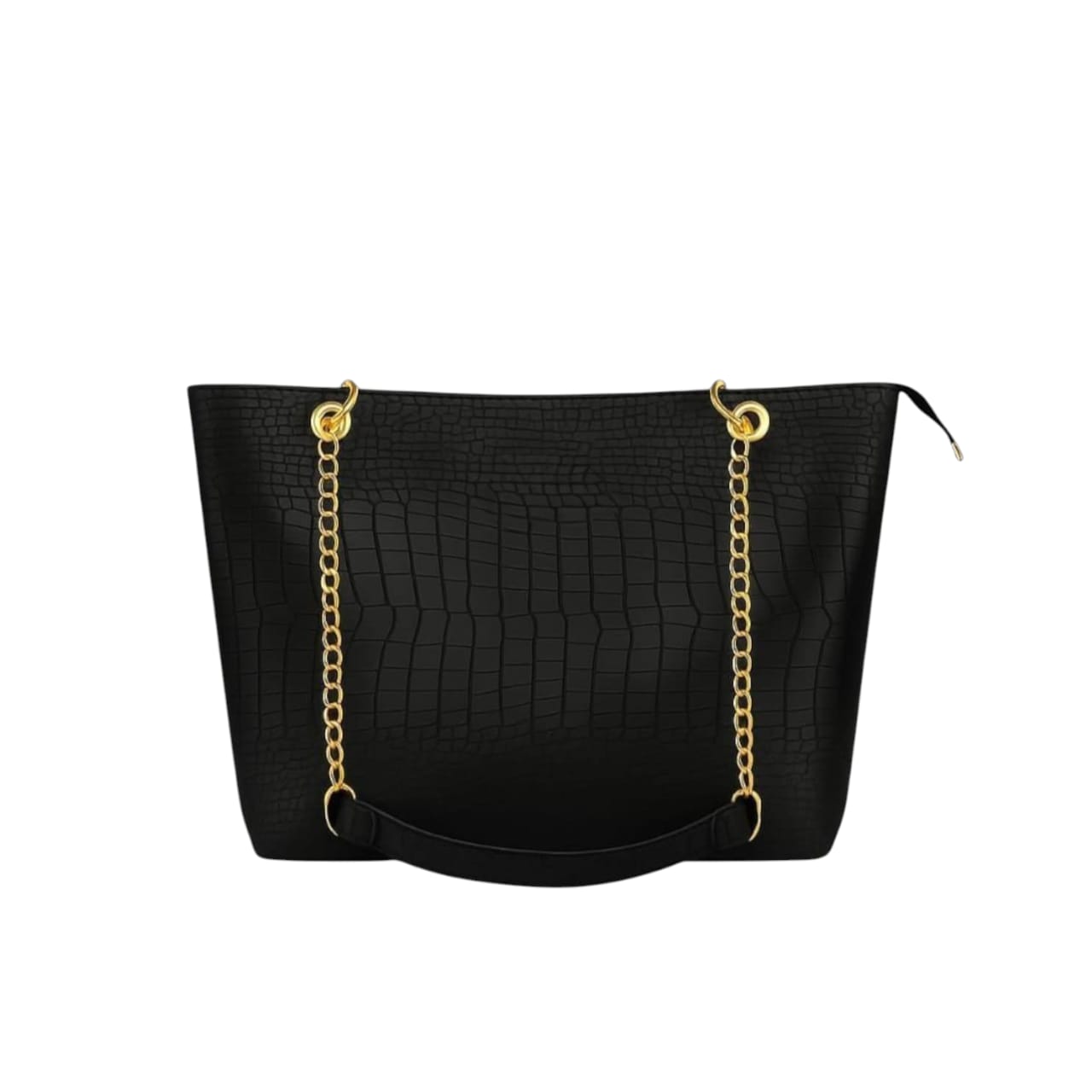 Crocodile Tote Bag Black with Chain - Bagbreez.pk
