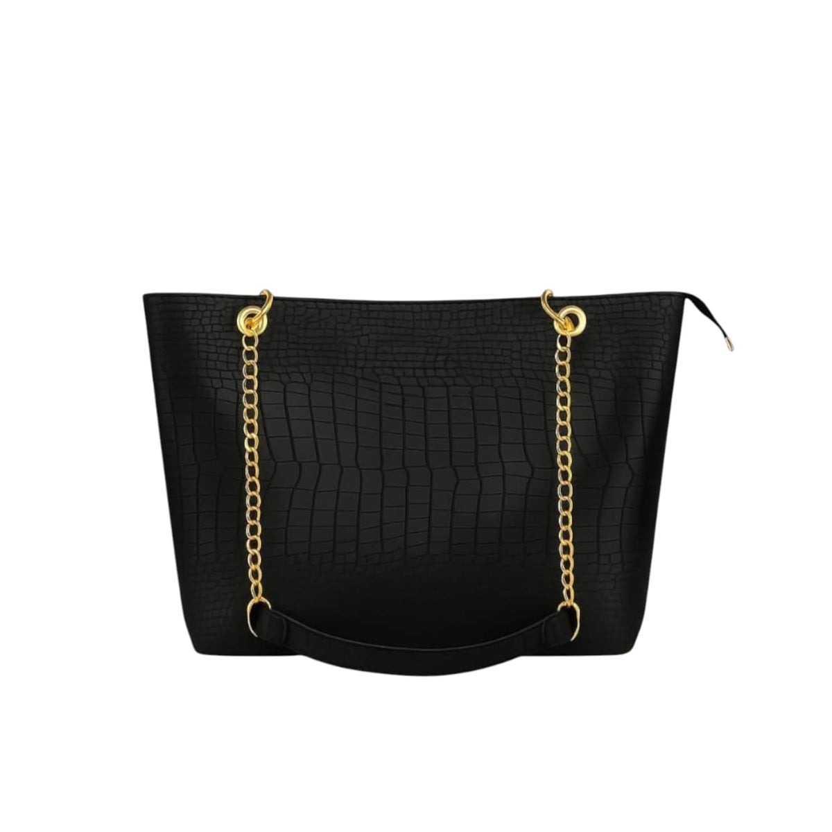 Crocodile Tote Bag Black with Chain - Bagbreez.pk