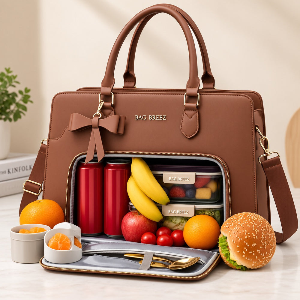 Tote Bag for Women with Insulated Lunch Compartment Laptop Work Tote Bag - Bagbreez.pk