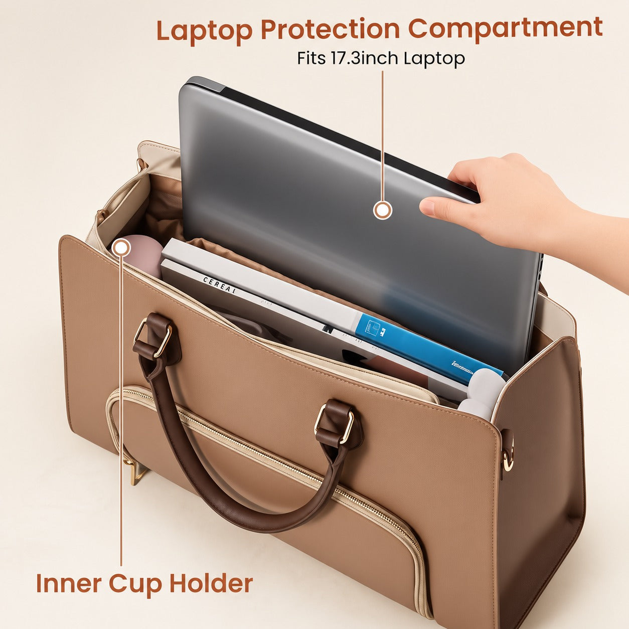Tote Bag for Women with Insulated Lunch Compartment Laptop Work Tote Bag - Bagbreez.pk