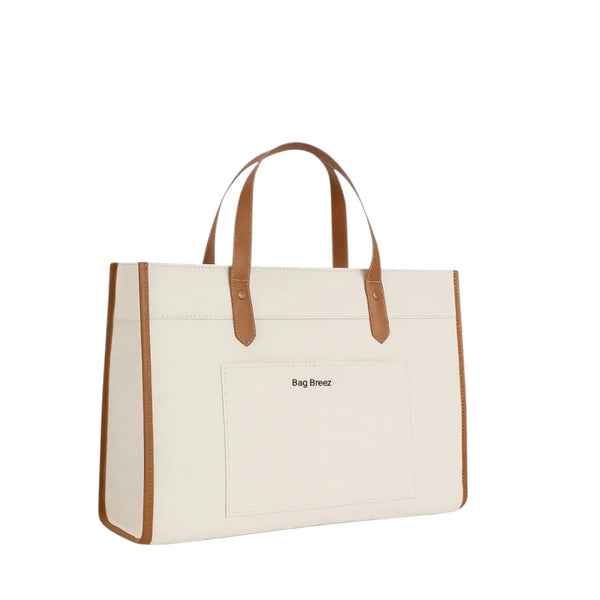 Canvas Bag White Brown bagbreez.pk