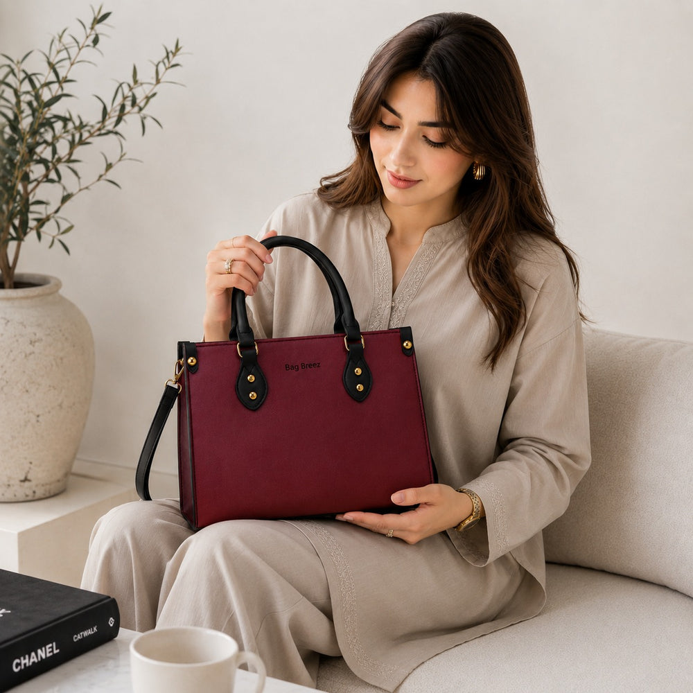 Carry Shoulder Bag Mehroon - Bagbreez.pk