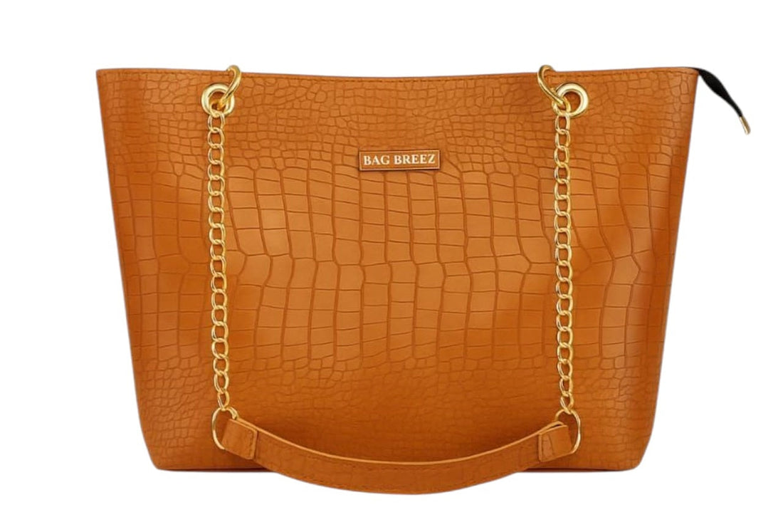 Crocodile Tote Bag Tan Brown. Bagbreez.pk