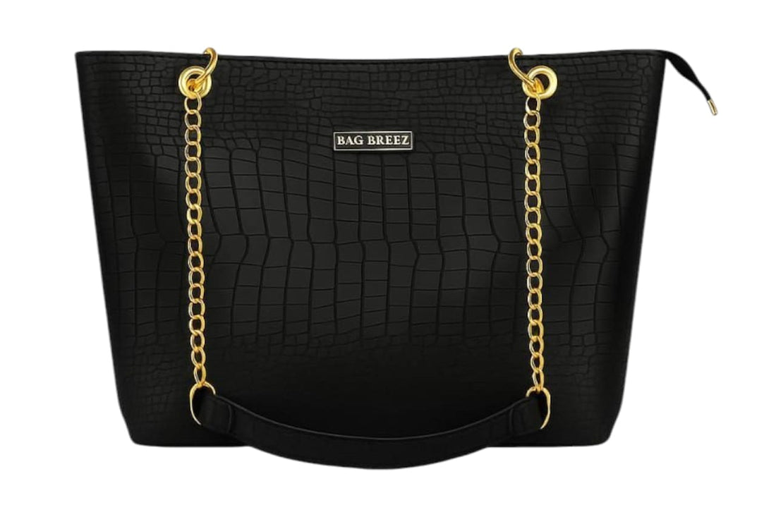 Crocodile Tote Bag Black. Bagbreez.pk