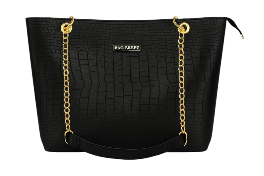 Crocodile Tote Bag Black. Bagbreez.pk
