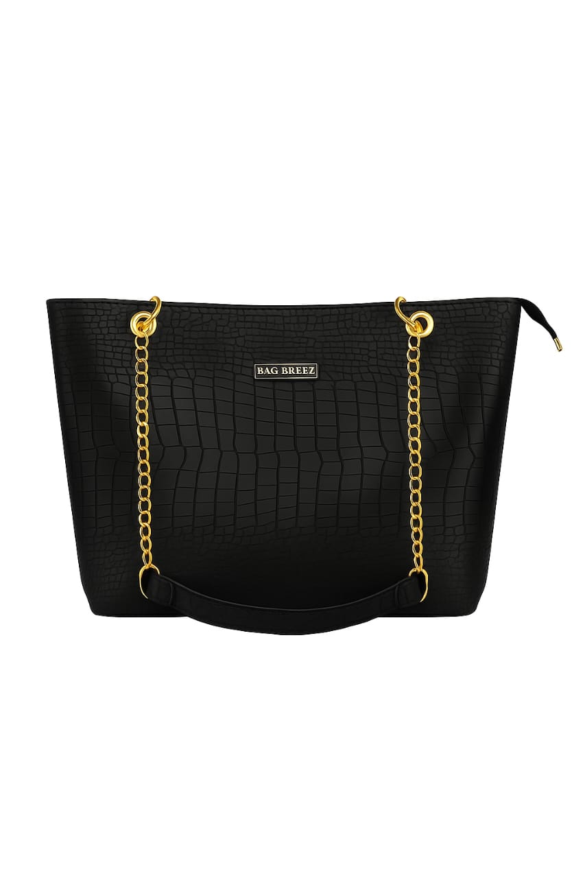 Crocodile Tote Bag Black. Bagbreez.pk